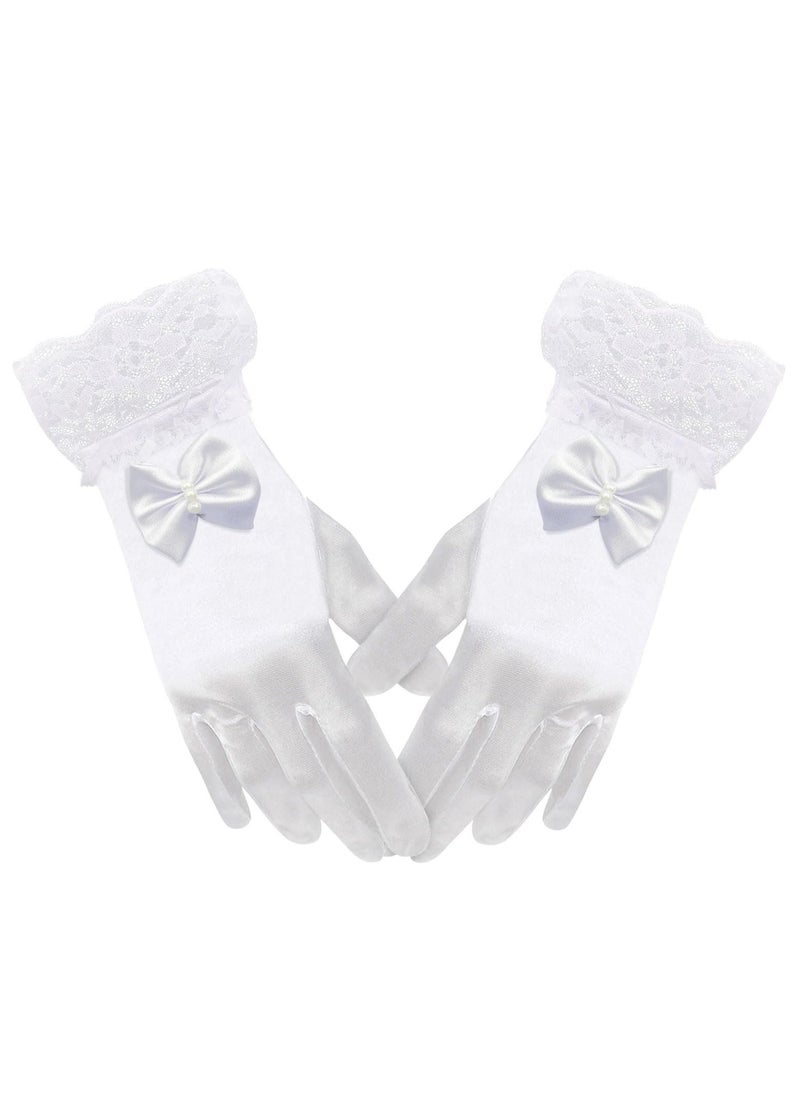 SYOSI Gloves for Women Flower Girl Gloves Lace Princess Gloves Wedding Pageant Princess Flower Girls Gloves for Wedding Banquet Dress Match Wedding Student Performance Sum or Winter  - Image 1