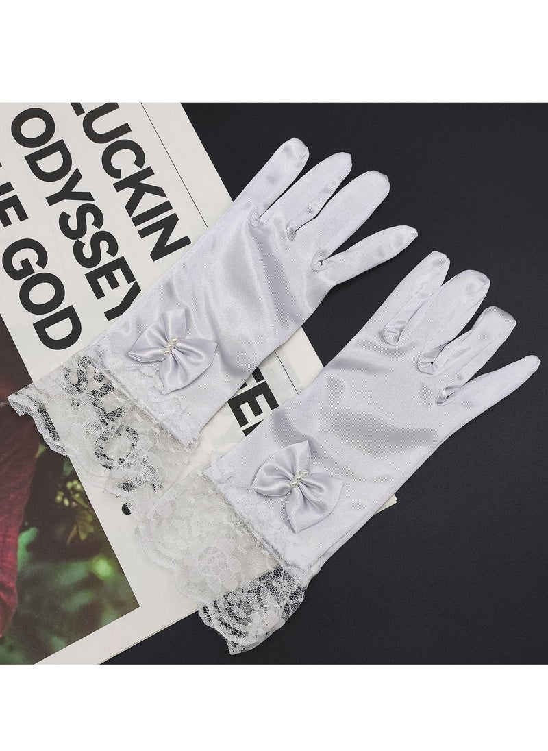 SYOSI Gloves for Women Flower Girl Gloves Lace Princess Gloves Wedding Pageant Princess Flower Girls Gloves for Wedding Banquet Dress Match Wedding Student Performance Sum or Winter  - Image 3