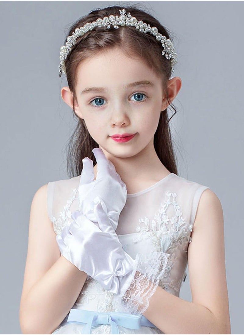 SYOSI Gloves for Women Flower Girl Gloves Lace Princess Gloves Wedding Pageant Princess Flower Girls Gloves for Wedding Banquet Dress Match Wedding Student Performance Sum or Winter  - Image 5