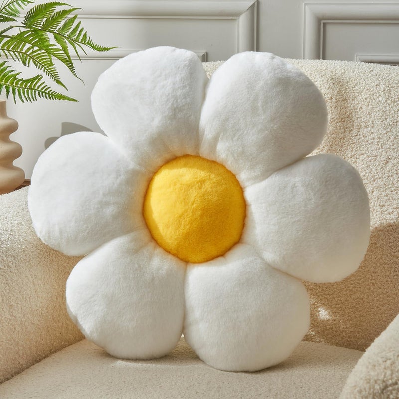 Vdoioe Flower Pillowï¼ŒDaisy Flower Throw Pillow 15.7In Floor Pillow Cushion Cute White Home Decorative Pillows for Sofa Couch Bed - Image 1