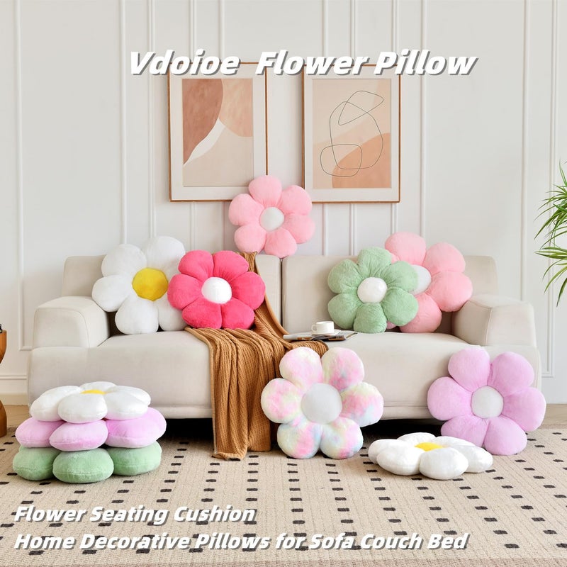 Vdoioe Flower Pillowï¼ŒDaisy Flower Throw Pillow 15.7In Floor Pillow Cushion Cute White Home Decorative Pillows for Sofa Couch Bed - Image 3