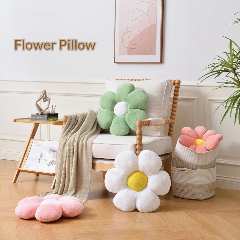 Vdoioe Flower Pillowï¼ŒDaisy Flower Throw Pillow 15.7In Floor Pillow Cushion Cute White Home Decorative Pillows for Sofa Couch Bed - Image 5