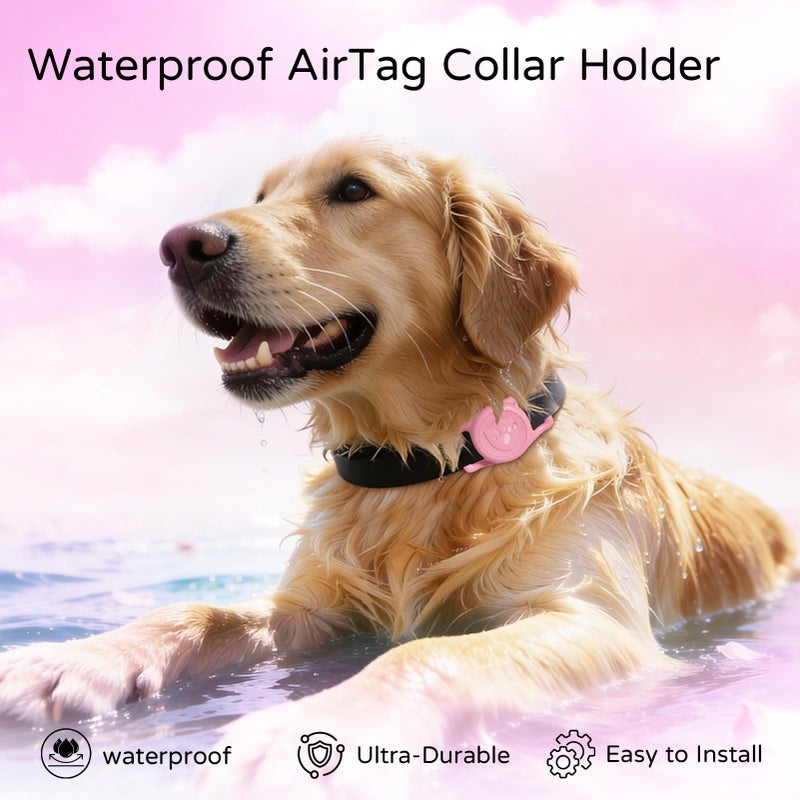 ilFindYou for Airtag Dog Collar Holder â€“ IP68 Waterproof Air Tagholder for Dog Collar, Anti-Lost & Durable Silicone Case, Compatible with Apple Air Tags (Pink) - Image 4