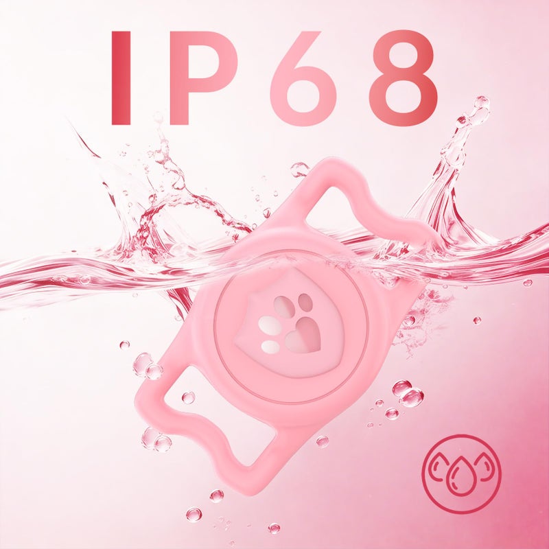 ilFindYou for Airtag Dog Collar Holder â€“ IP68 Waterproof Air Tagholder for Dog Collar, Anti-Lost & Durable Silicone Case, Compatible with Apple Air Tags (Pink) - Image 2