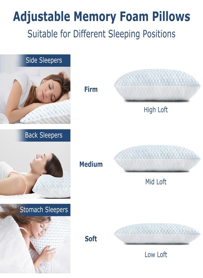 mislili Cooling Pillows Queen Size Set of 2, Adjustable Firm Shredded Memory Foam Queen Pillow, Queen Size Pillows for Stomach Back Side Sleepers, Washable Cover, with Extra Fill - Image 5