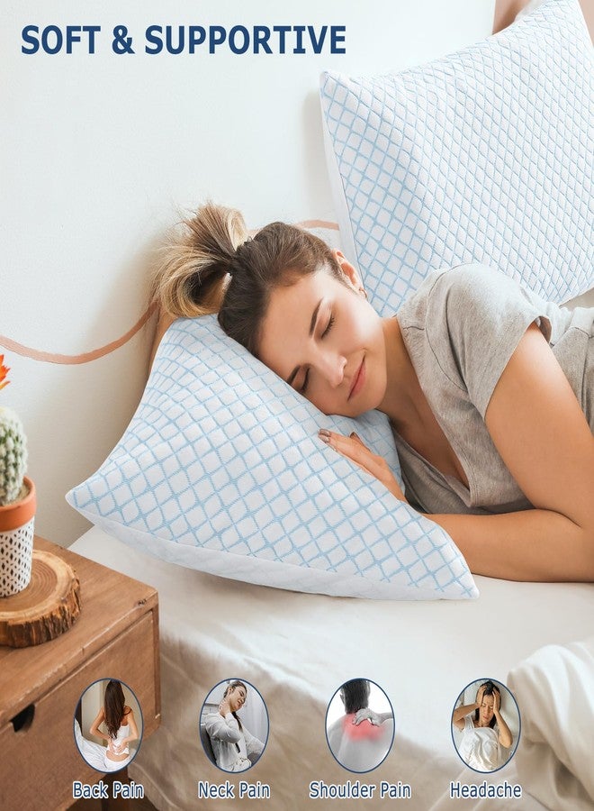 mislili Cooling Pillows Queen Size Set of 2, Adjustable Firm Shredded Memory Foam Queen Pillow, Queen Size Pillows for Stomach Back Side Sleepers, Washable Cover, with Extra Fill - Image 4