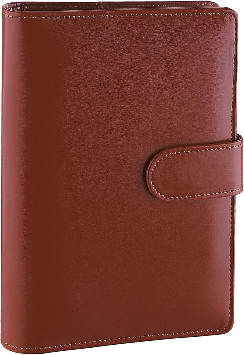 Antner A6 PU Leather Notebook Binder Refillable 6 Ring Binder for A6 Filler Paper, Loose Leaf Personal Planner Binder Cover with Magnetic Buckle Closure, Brown Gulf climate fit - Image 1