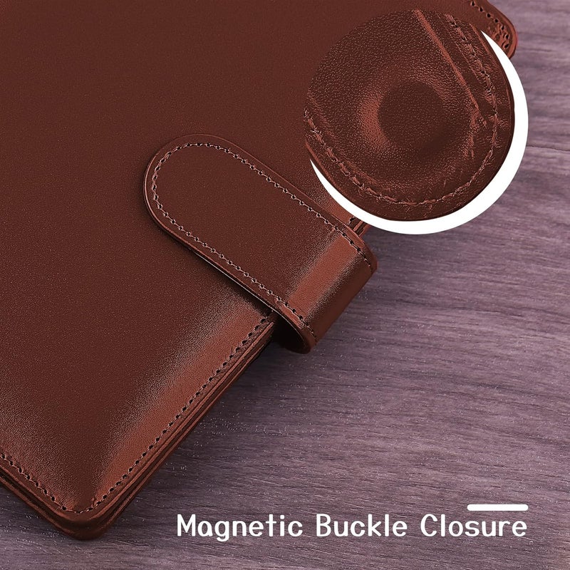 Antner A6 PU Leather Notebook Binder Refillable 6 Ring Binder for A6 Filler Paper, Loose Leaf Personal Planner Binder Cover with Magnetic Buckle Closure, Brown Gulf climate fit - Image 4