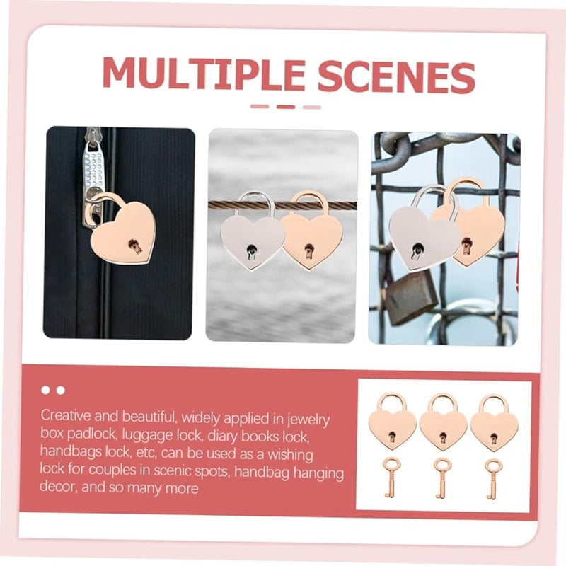 Tehaux Heart Shaped Padlock and Key Set for Storage Box Diary Book Love Lock 3 Pcs - Image 4