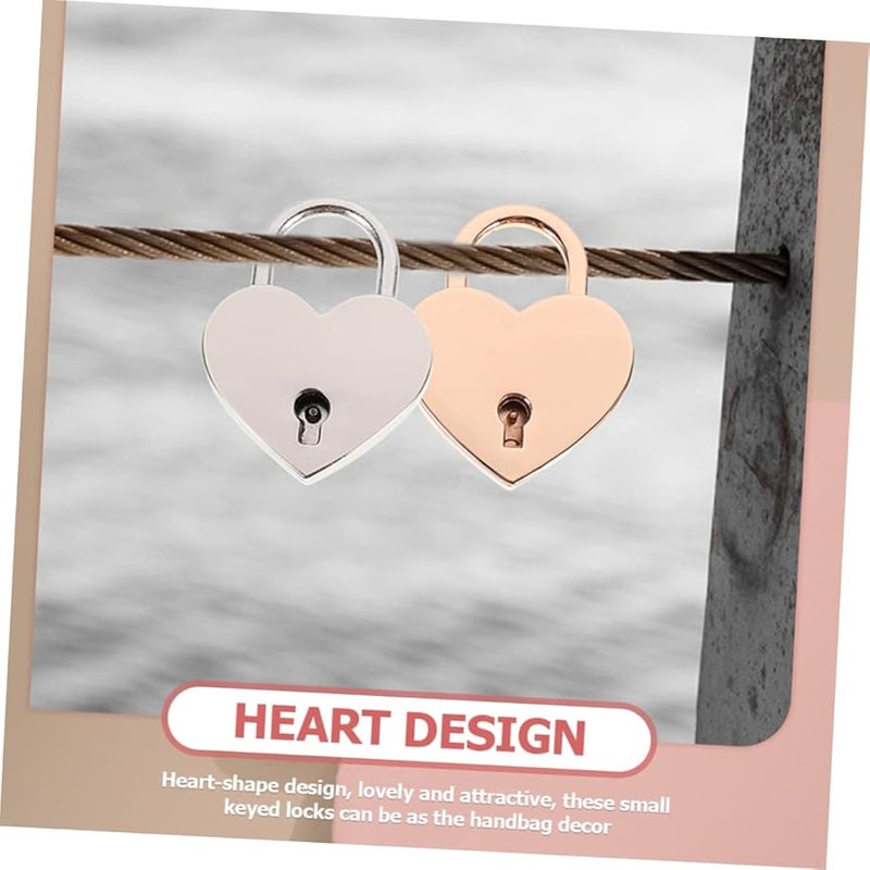 Tehaux Heart Shaped Padlock and Key Set for Storage Box Diary Book Love Lock 3 Pcs - Image 3