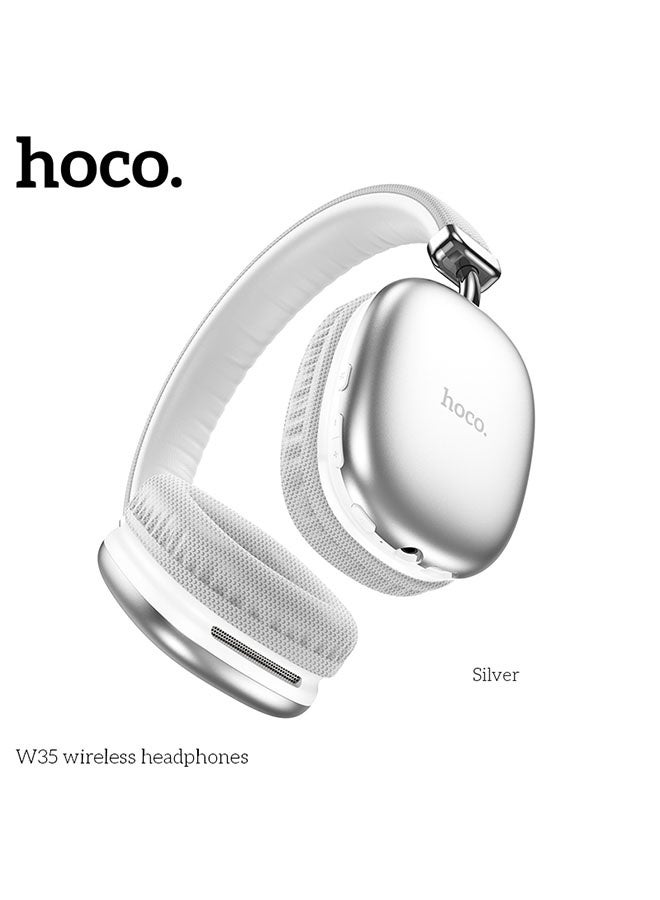 hoco. W35 Wireless Headphones 40h Long Usage Time(Silver)  - Image 2