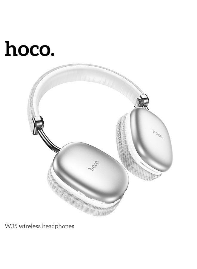 hoco. W35 Wireless Headphones 40h Long Usage Time(Silver)  - Image 3