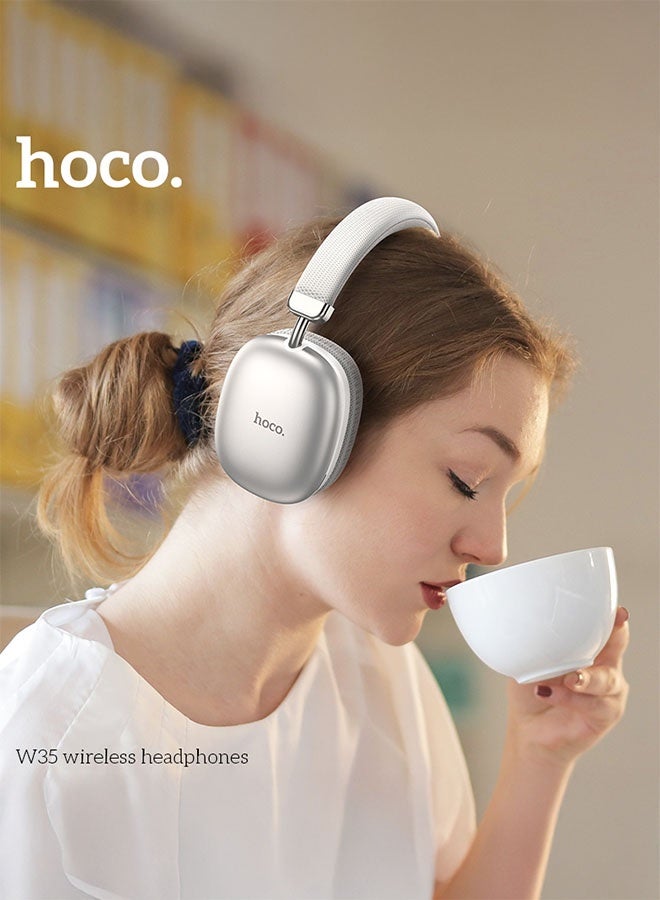 hoco. W35 Wireless Headphones 40h Long Usage Time(Silver)  - Image 4