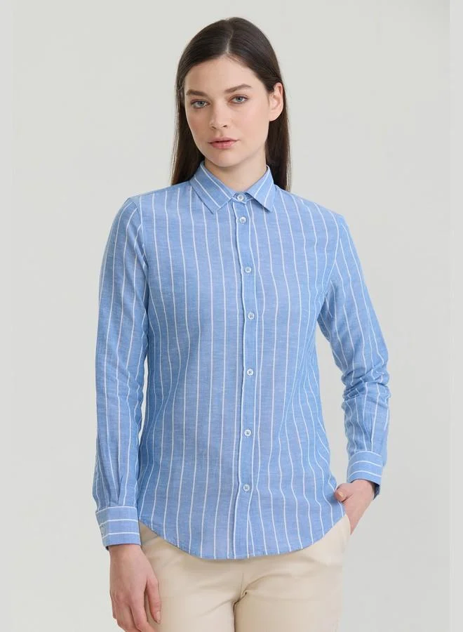 FELIX HARDY Women's Cotton Linen Blend Long Sleeve Blouse Shirt