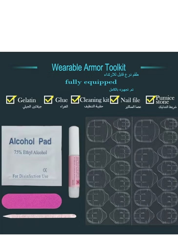 جيكومو ضغط على الأظافر 24 قطعة ، طرف أبيض فرنسي بسيط جديد ، مجموعة من 24 قطعة فنية منعشة ، مثالية للارتداء اليومي. أظافر الاكريليك مع طقم الغراء. - Image 4