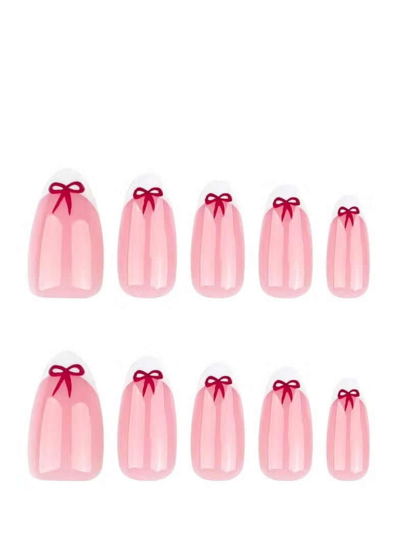 جيكومو ضغط على الأظافر 24 قطعة ، طرف أبيض فرنسي بسيط جديد ، مجموعة من 24 قطعة فنية منعشة ، مثالية للارتداء اليومي. أظافر الاكريليك مع طقم الغراء. - Image 5