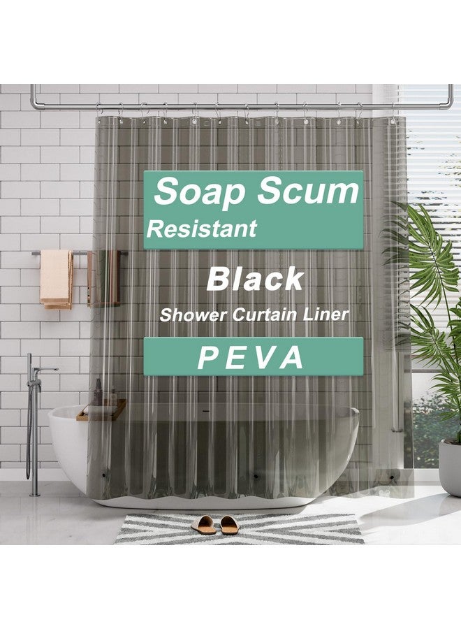 AmazerBath AmazerBath Shower Curtain Liner, 72x72 Transparent Black Shower Liner, Lightweight Plastic Shower Curtain Liners, Cute Waterproof Shower Liner for Bathroom with 3 Magnets and 12 Grommet Holes  - Image 1