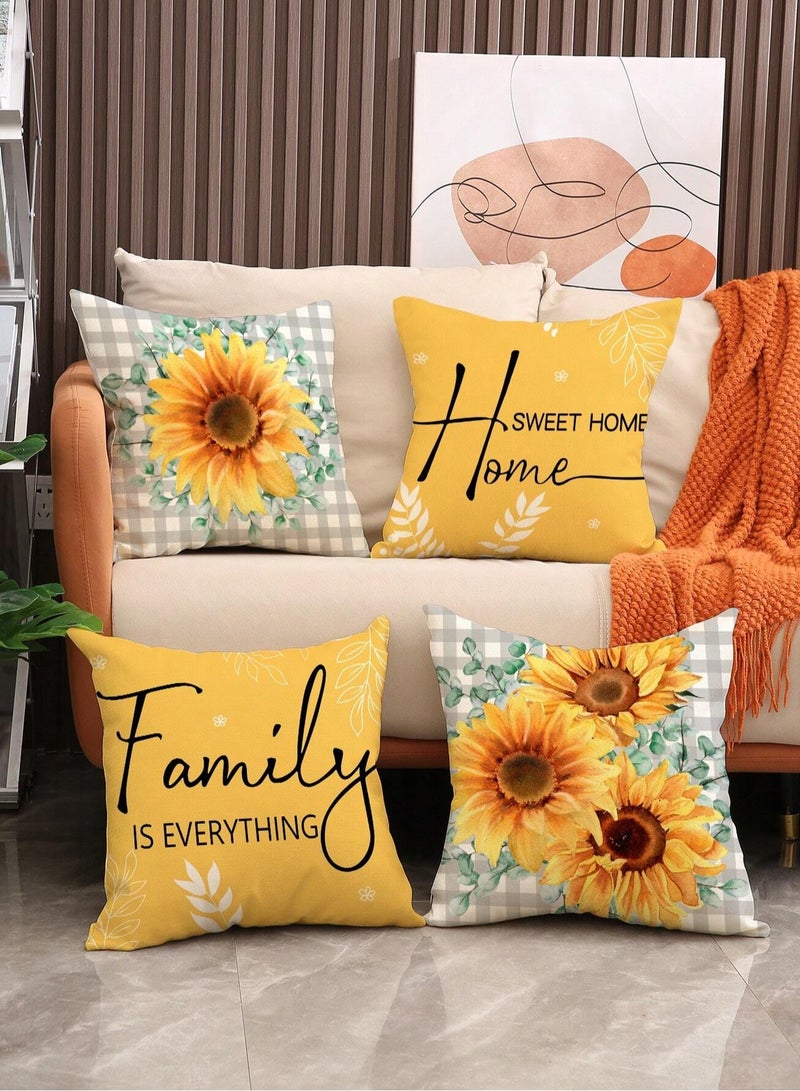 Cushion cover set of 4 pieces, bright and solid colors, size 45 cm x 45 cm, without filling  - Image 2