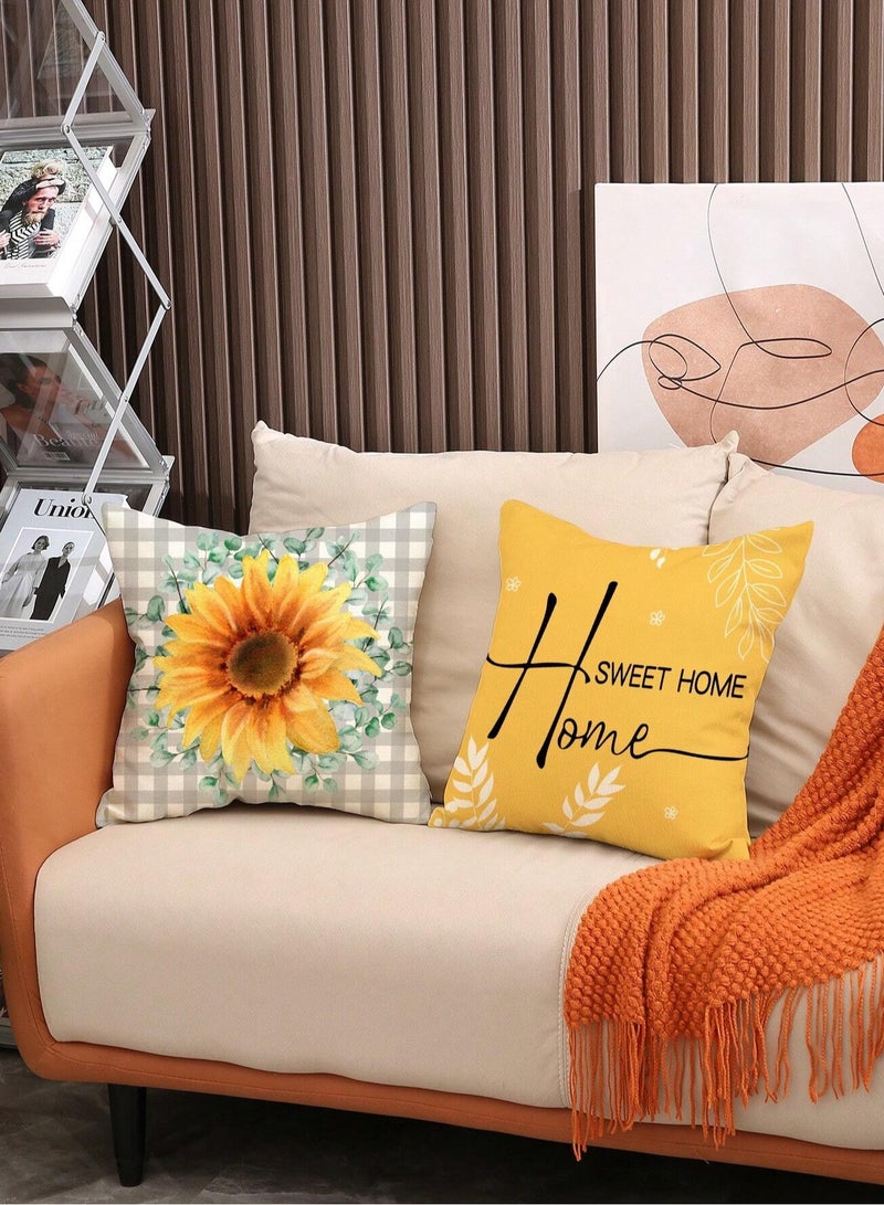 Cushion cover set of 4 pieces, bright and solid colors, size 45 cm x 45 cm, without filling  - Image 3