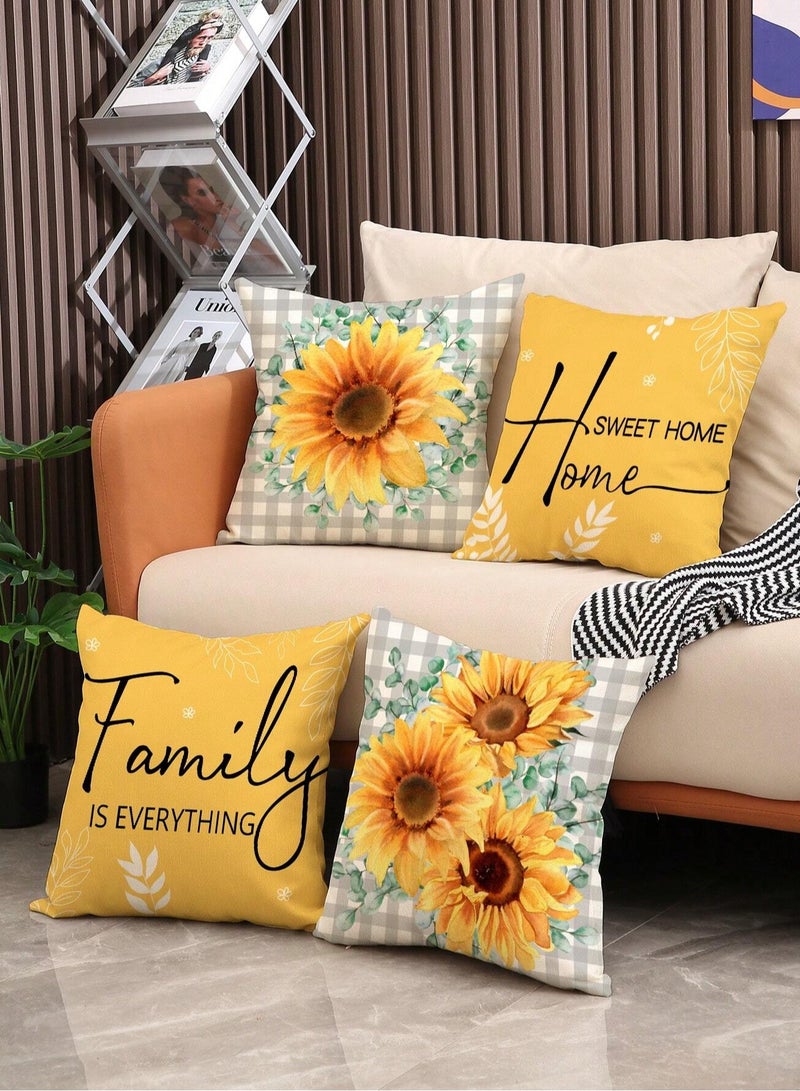 Cushion cover set of 4 pieces, bright and solid colors, size 45 cm x 45 cm, without filling  - Image 4