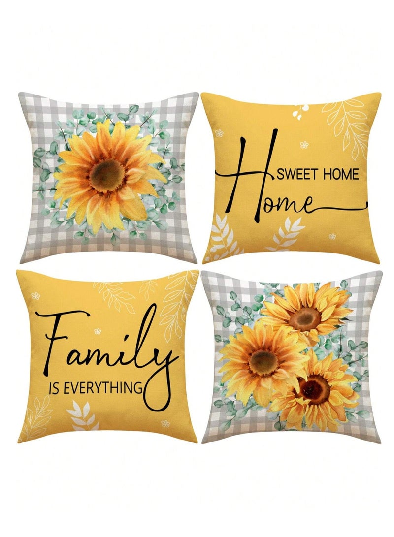 Cushion cover set of 4 pieces, bright and solid colors, size 45 cm x 45 cm, without filling  - Image 1