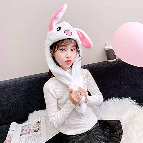 umbresen Bunny Hat Ear Moving Jumping Rabbit Hat Funny Cute Plush Animal Cap with Paws for Kids Women Girl Party Christmas Holiday Birthday Dress up Cosplay Costume Gift (White) - Image 4