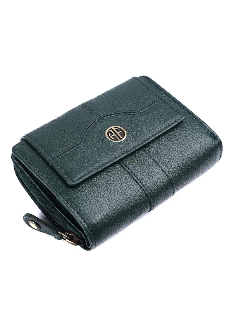 HAMMONDS FLYCATCHER wallet for women - Leather Ladies Wallet - Green - 14 Card Slots - RFID Protection - 3 ID Card Slots - Women's Wallet - Button Closure -Hand Wallet - Daily Use, Money Purse | 2DWX