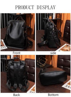 DUNISO Large Capacity Travel Backpack For Women Faux Leather School Backpack Anti Theft Double Shoulder Backpack For College Girls Students Black  - Image 2