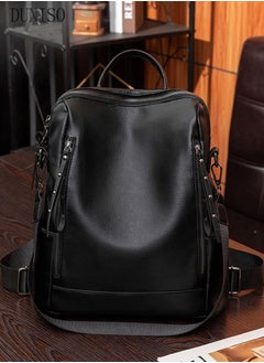 DUNISO Large Capacity Travel Backpack For Women Faux Leather School Backpack Anti Theft Double Shoulder Backpack For College Girls Students Black  - Image 5