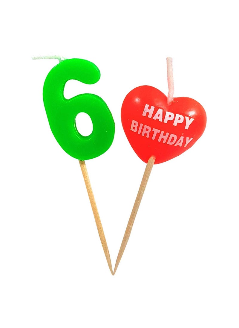 Funcart Funcart Number 6 Pick Style Candle for 6th Birthday DecorationCake TopperCake DecorationBirthday Decoration  - Image 2