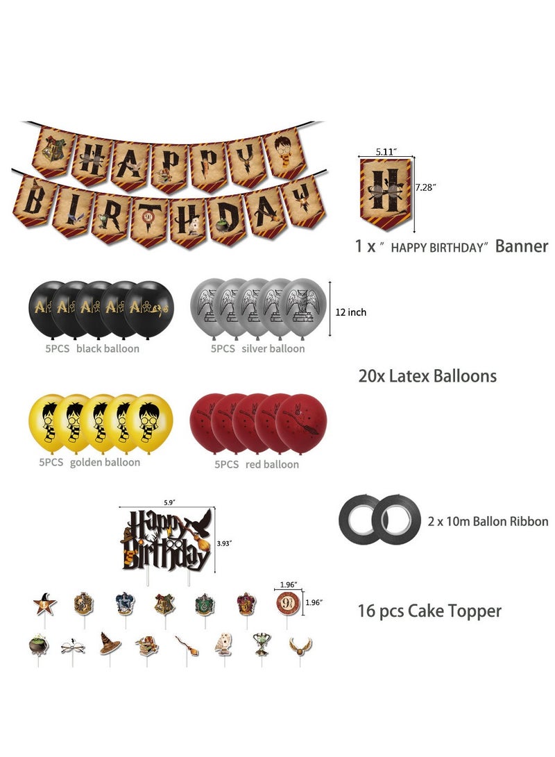 مجموعة تزيين حفلات عيد الميلاد السحرية من هاري بوتر، لافتة عيد ميلاد سعيد، بالونات تزيين الكيك للأولاد والبنات، زينة عيد الميلاد - Image 2