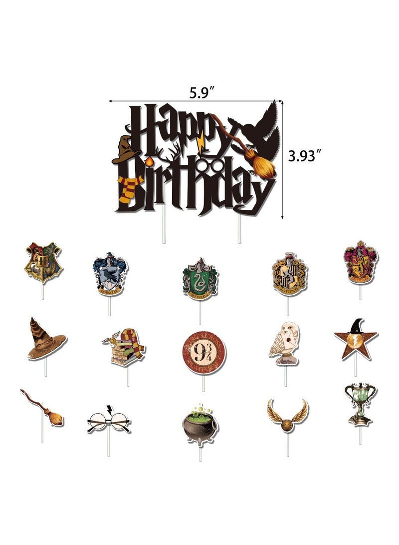 مجموعة تزيين حفلات عيد الميلاد السحرية من هاري بوتر، لافتة عيد ميلاد سعيد، بالونات تزيين الكيك للأولاد والبنات، زينة عيد الميلاد - Image 4