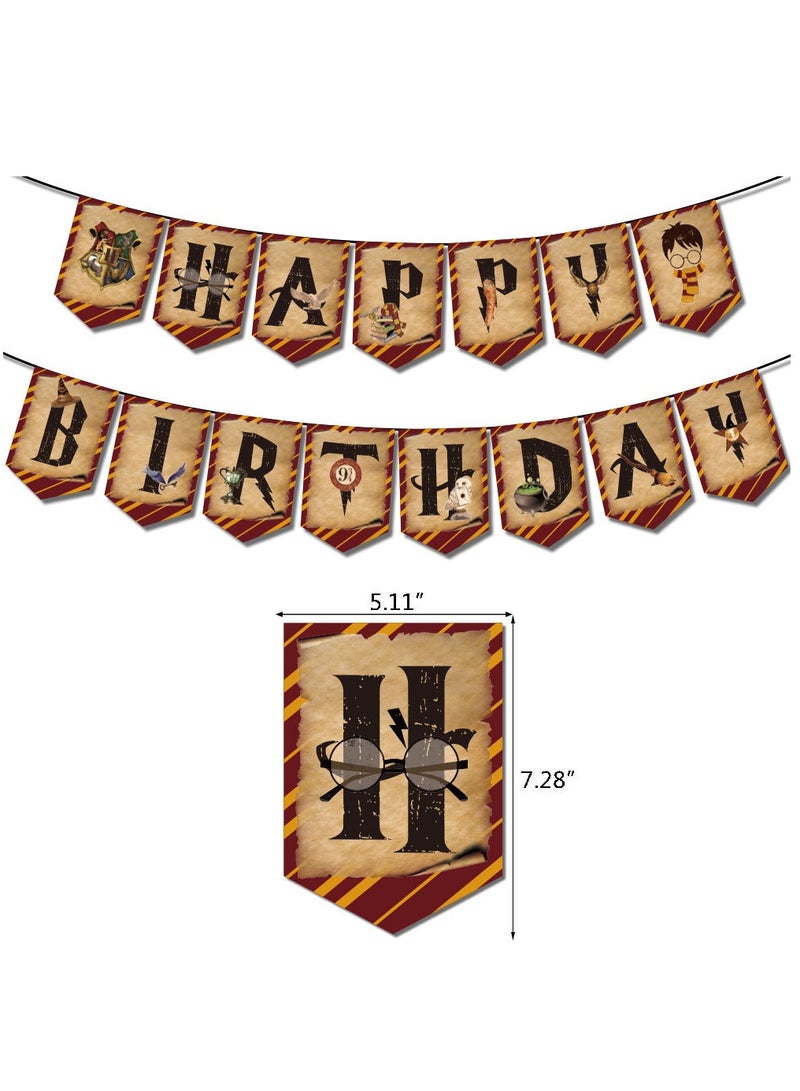 مجموعة تزيين حفلات عيد الميلاد السحرية من هاري بوتر، لافتة عيد ميلاد سعيد، بالونات تزيين الكيك للأولاد والبنات، زينة عيد الميلاد - Image 3