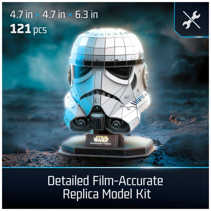 4D Build, Star Wars Stormtrooper Helmet 3D Model Kit with Stand, Star Wars Collectibles & Desk DÃ©cor, Adult Puzzles, Building Toys, 121 Pieces, 3D Puzzles, Gift Ideas for Ages 12 & Up - Image 2