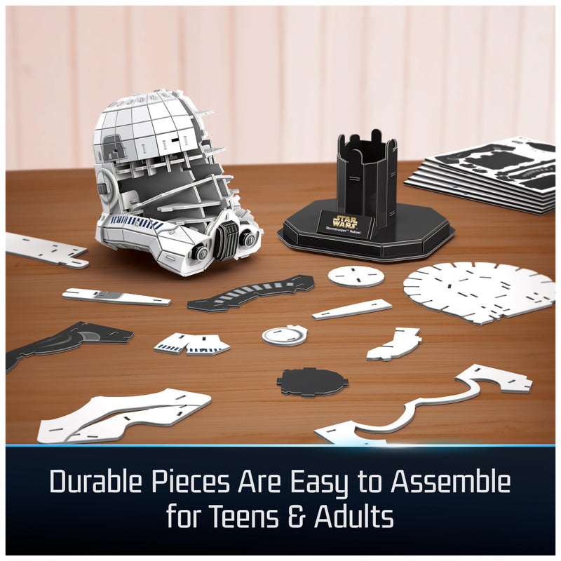 4D Build, Star Wars Stormtrooper Helmet 3D Model Kit with Stand, Star Wars Collectibles & Desk DÃ©cor, Adult Puzzles, Building Toys, 121 Pieces, 3D Puzzles, Gift Ideas for Ages 12 & Up - Image 4