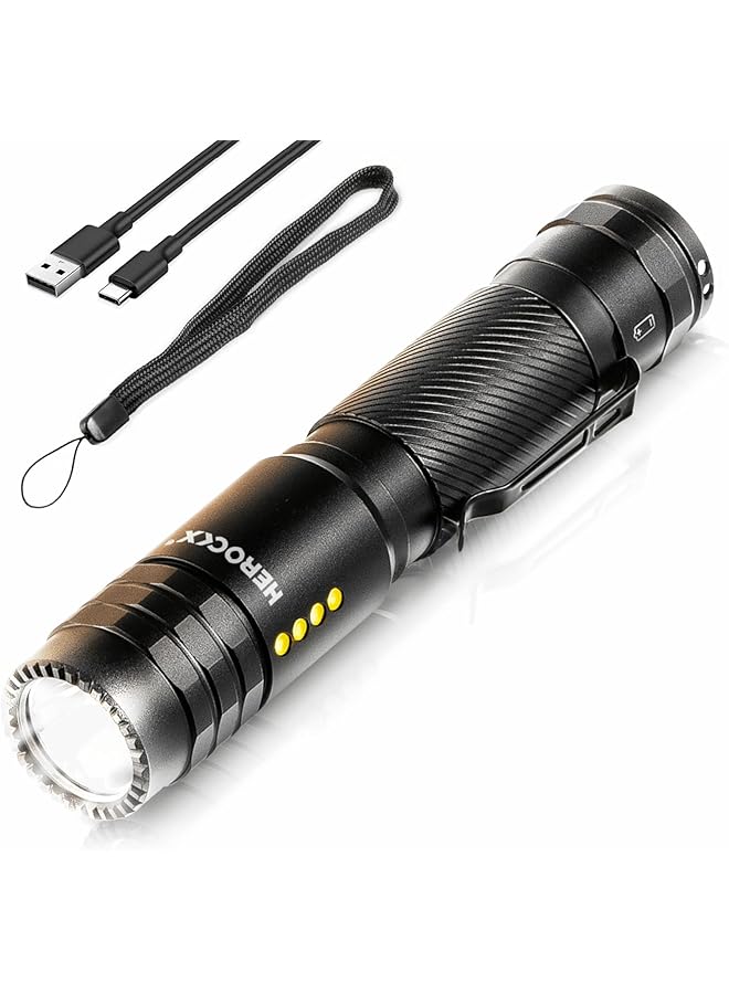 HEROCKX 1800mAh Flashlight Rechargeable LED Flashlights High Lumens 1000 Lumens Super Bright Tactical Handheld Flashlight powerful Zoomable Waterproof Long Lasting Flashlight for Hiking Camping Gift - Image 1