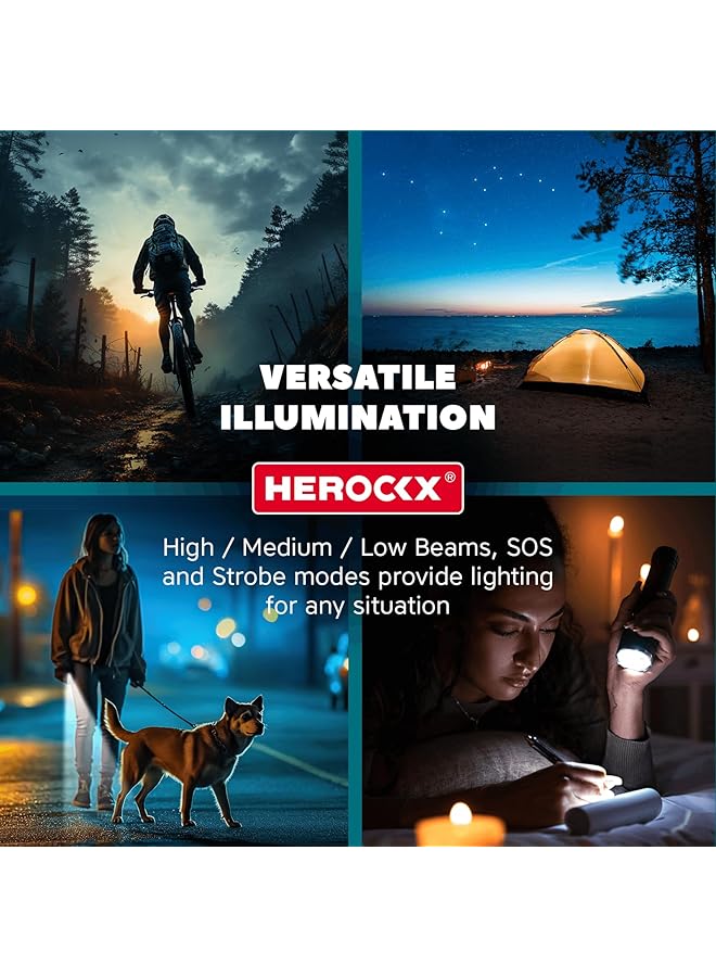 HEROCKX 1800mAh Flashlight Rechargeable LED Flashlights High Lumens 1000 Lumens Super Bright Tactical Handheld Flashlight powerful Zoomable Waterproof Long Lasting Flashlight for Hiking Camping Gift - Image 5