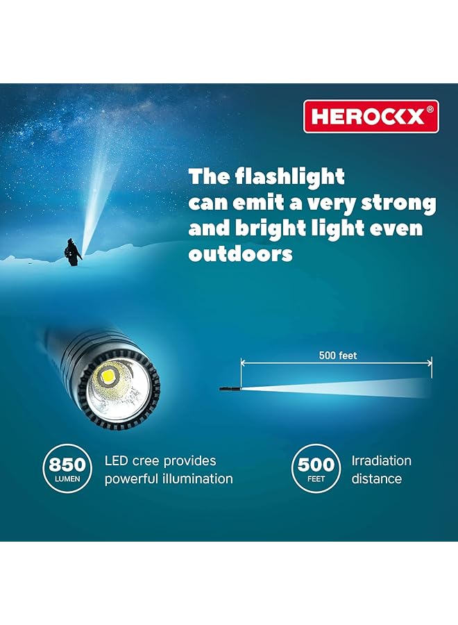 HEROCKX 1800mAh Flashlight Rechargeable LED Flashlights High Lumens 1000 Lumens Super Bright Tactical Handheld Flashlight powerful Zoomable Waterproof Long Lasting Flashlight for Hiking Camping Gift - Image 2