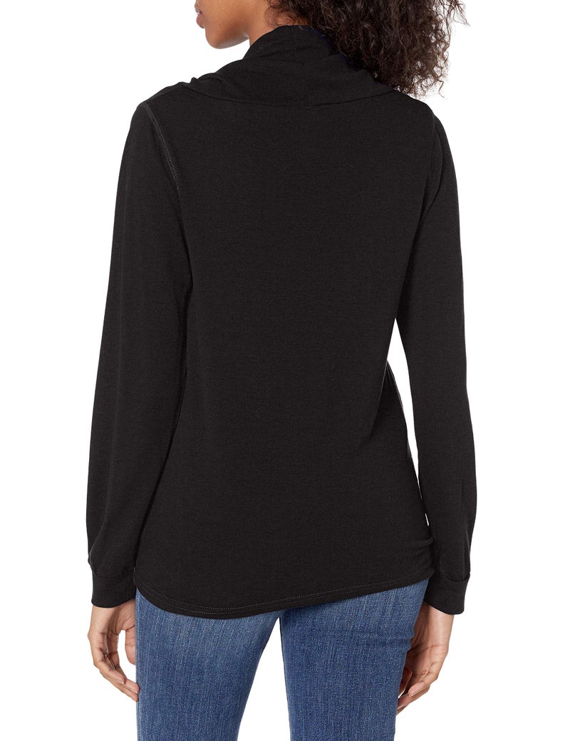 Fifth Sun Women's Sassy Text Long Sleeve Cowl Neck Tees, Black//Can't Adult Script, Medium - Image 2