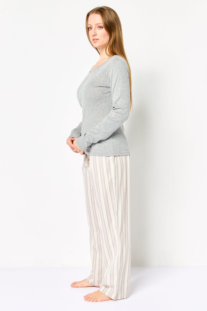 English Laundry Women 2 Pieces Stripe Top And Bottom Sleepwear Set, Multicolor - Image 3