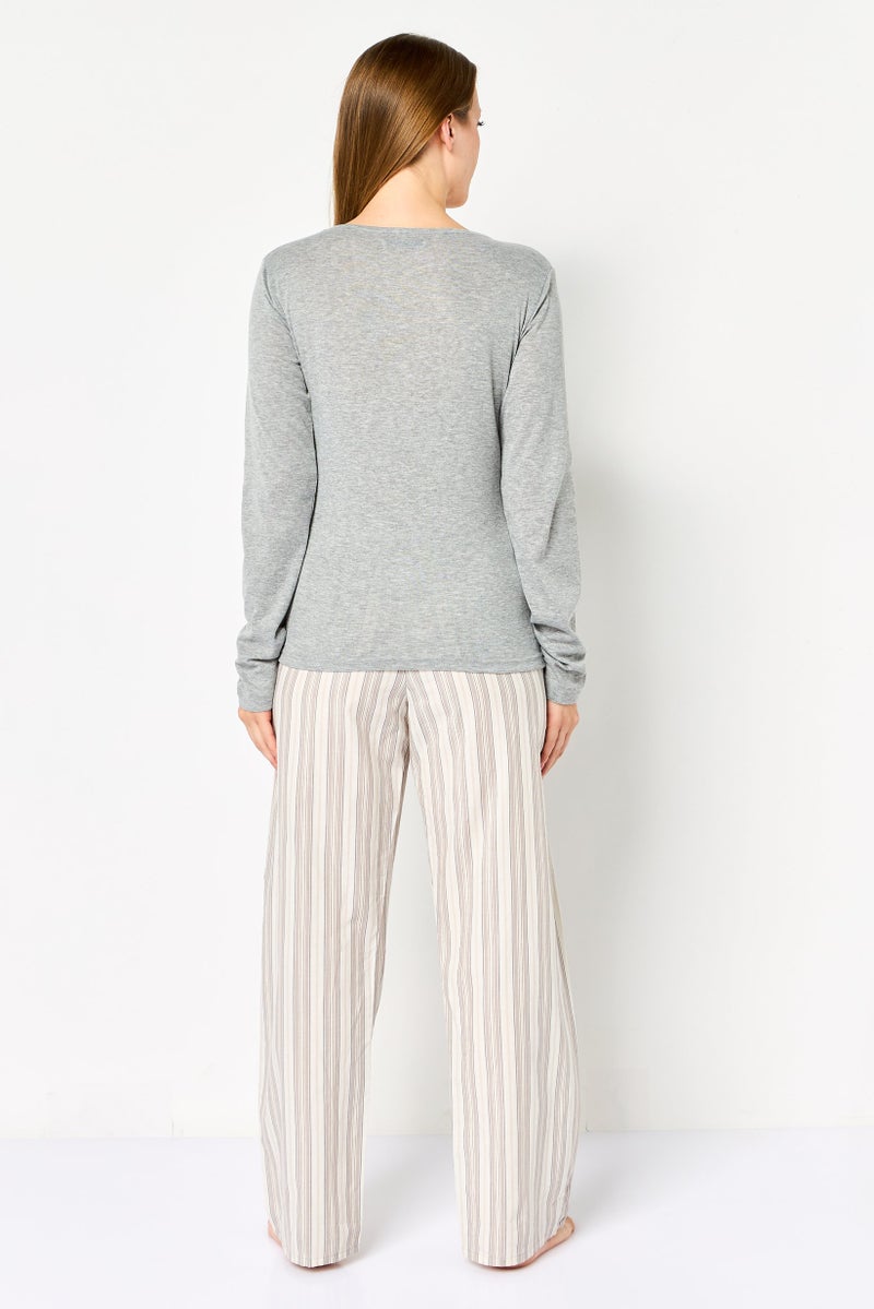 English Laundry Women 2 Pieces Stripe Top And Bottom Sleepwear Set, Multicolor - Image 2