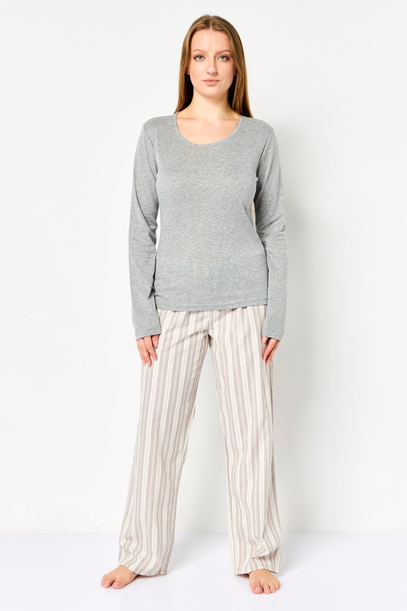 English Laundry Women 2 Pieces Stripe Top And Bottom Sleepwear Set, Multicolor - Image 1