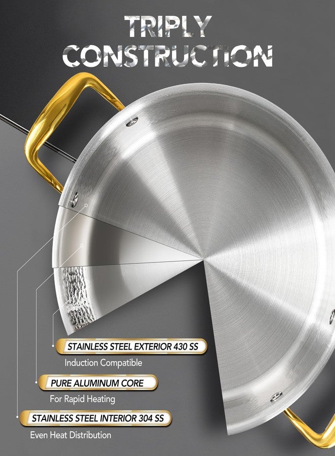 Michelangelo Triply Stainless Steel Stock Pot with Lid, Luxury Hammered Stainless Steel 6 Quart Pot with Lid & Golden Handle, Premium Induction Stockpot - 6QT - Image 4
