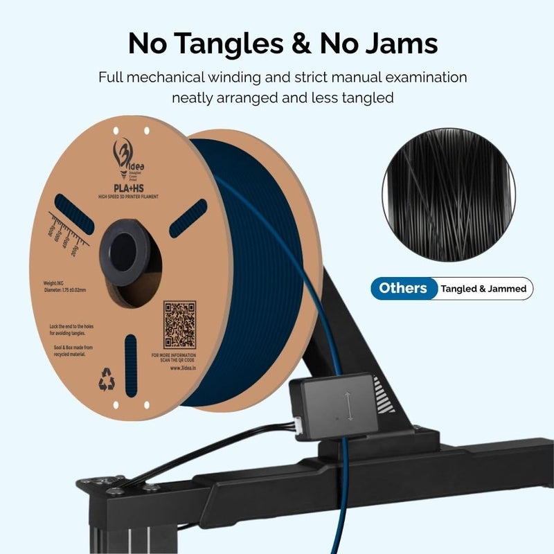3idea PLA+ HS Premium High Speed 3D Printing Filament, Black 1.75mm, Net Weight-5kg - Image 4
