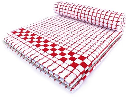 Fecido Classic Kitchen Dish Towels with Hanging Loop - Heavy Duty Absorbent Dish Clothes - European Made 100% Cotton Tea Towels - Set of Two, Red - Image 1