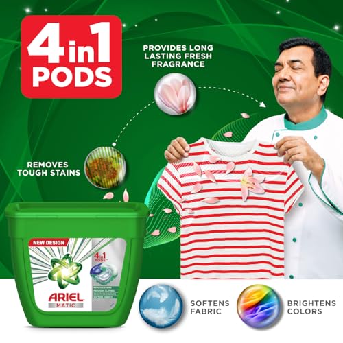 Ariel Matic 4-in-1 PODs Detergent, Pack of 18 PODs | Specially designed for use in Washing Machines only | Removes Stains | Freshens clothes | Softens Fabric | Brightens Colours | 1 POD = 1 Wash - Image 3