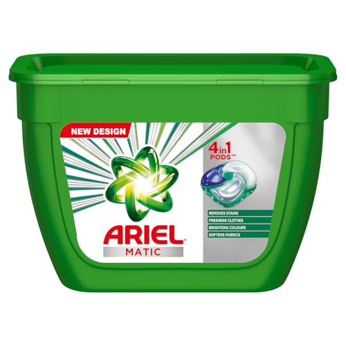 Ariel Matic 4-in-1 PODs Detergent, Pack of 18 PODs | Specially designed for use in Washing Machines only | Removes Stains | Freshens clothes | Softens Fabric | Brightens Colours | 1 POD = 1 Wash - Image 1