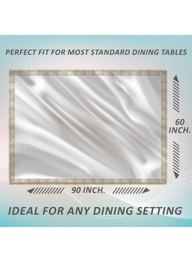 Kuber Industries Polyvinyl Chloride Pvc Gold Bordered Rectangular 6 Seater Dining Table Cover (Transparent) - Image 3