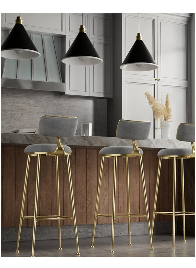 YY-ريشير الحديثة المعدنية بار مقعد، 75CM منزل بار كرسي فلانيل اسفنجة ملفوفة معدنية ارتفاع بار مقعد لغرفة المعيشة كرسي المطبخ، المقعد المقعد للمتجر، المنزل - Image 3