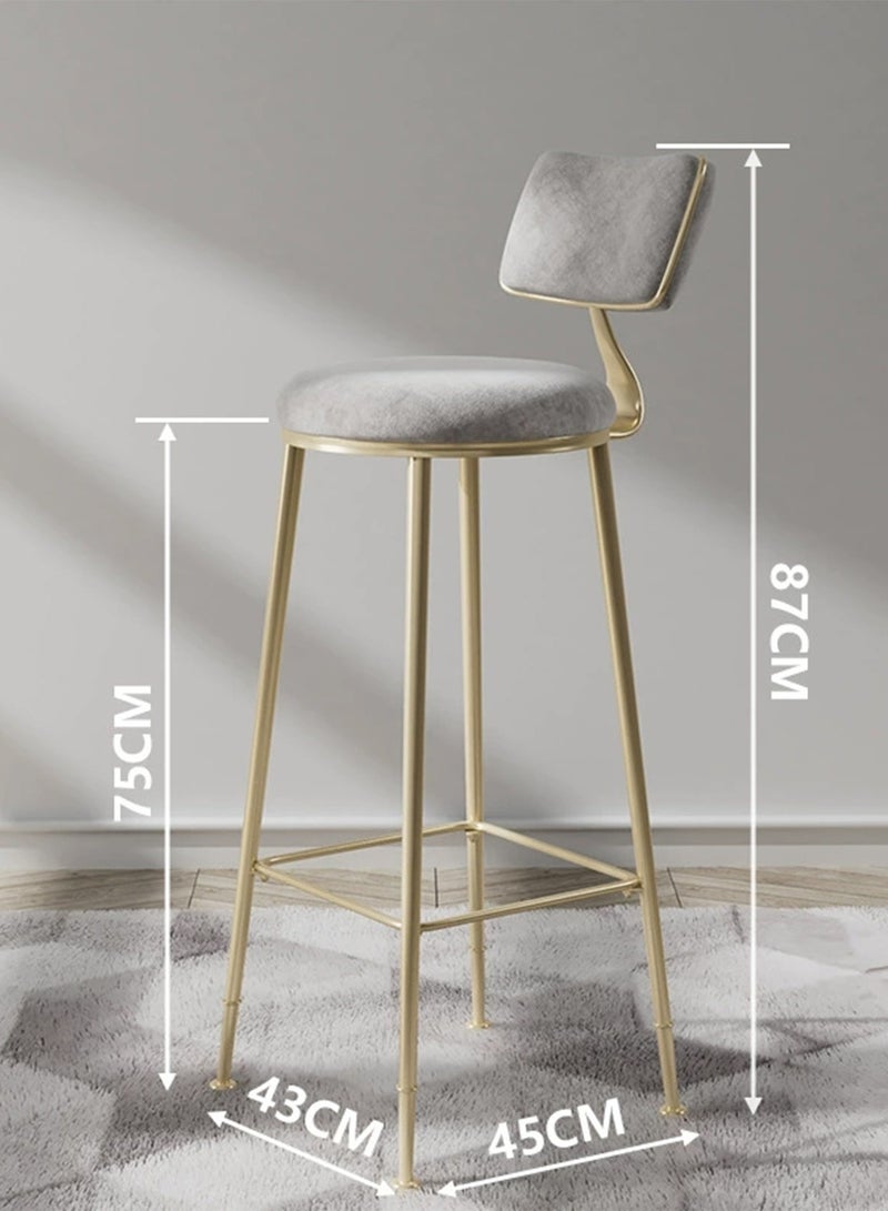 YY-ريشير الحديثة المعدنية بار مقعد، 75CM منزل بار كرسي فلانيل اسفنجة ملفوفة معدنية ارتفاع بار مقعد لغرفة المعيشة كرسي المطبخ، المقعد المقعد للمتجر، المنزل - Image 4
